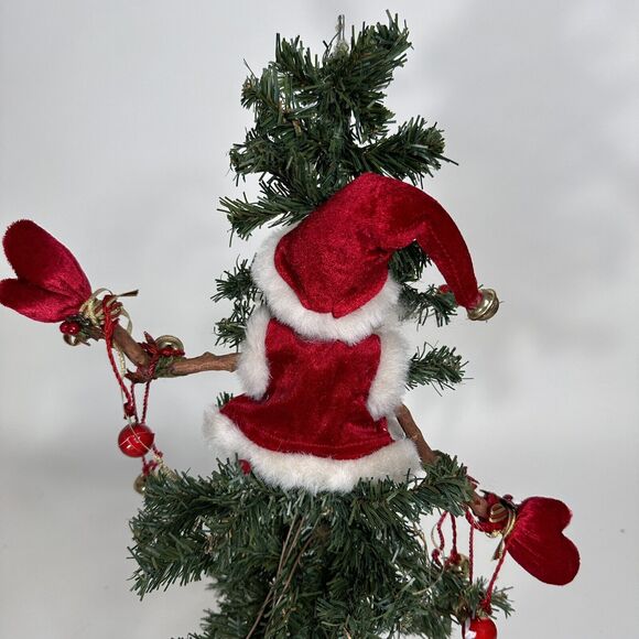 Vintage Ugly Christmas Tree Figurine Santa Claus Bendable Tabletop Mantel 23" - Picture 8 of 10